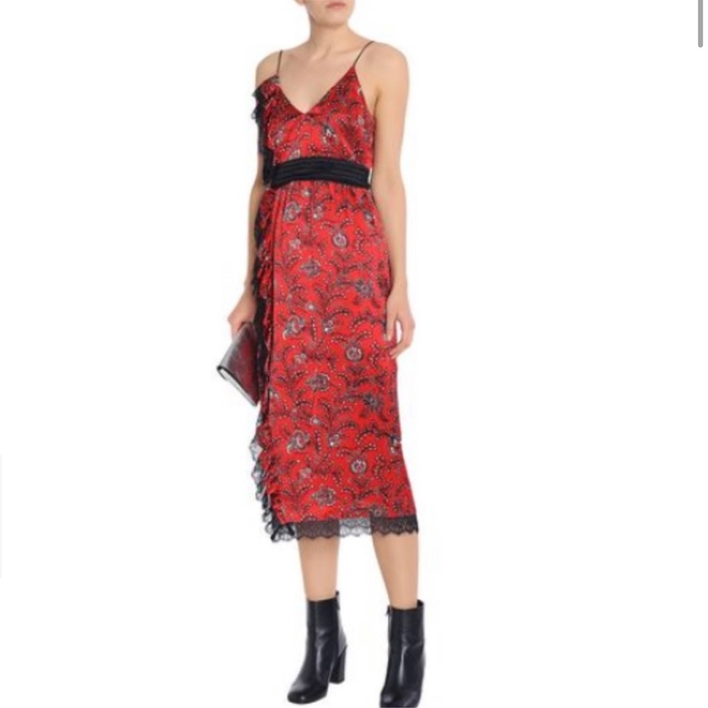 Cinq et Sept Red Silk Midi Dress - great condition!